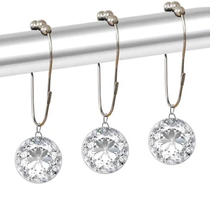 Cute Clear Crystal Shower Curtain Hooks, Acrylic Decorative Bling Diamond Rin... - Bild 1 von 6