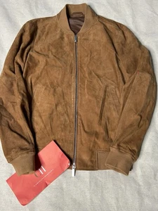 Carolina Herrera UVP $ 1367 Lederjacke Reißverschluss Herren Small R1 beige braun - Bild 1 von 13