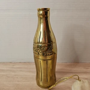 Vntg Coca-Cola 7" Solid Brass Bottle From The 1970s - Decorative With Felt Bag - Picture 1 of 11