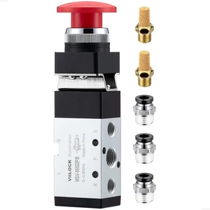Pneumatisches mechanisches Ventil, 1/4" NPT 5-Wege 2 Positionen Momentan Druckknopf Manu - Bild 1 von 12