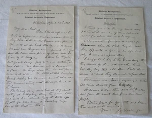 Carta manuscrita firmada por John F. Hartranft original de 1888 de la Guardia Nacional Pa - Imagen 1 de 10
