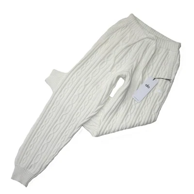 Nuevo con etiquetas Pantalón Suéter Alo Yoga Tejido con Cable Invierno Bliss en Marfil XS Foto 1 de 4