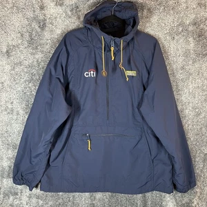 LL Bean Jacket Mens XL Blue Anorak Pullover Hooded Windbreaker Citi Logo Nylon - Picture 1 of 8