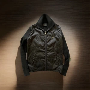 PRADA Men’s Padded Nylon Wool Technical BLACK $2,300 Sweater Made In Italy - Picture 1 of 13