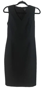 Ann Taylor Pencil Black Sleeveless V-Neck Lined Little Black Dress SZ 0 Classic - Picture 1 of 9