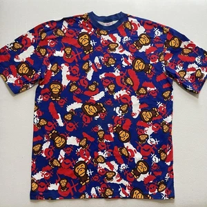 Vintage Liquid Red Shirt Mens 2XL Blue All Over Print Monkey Ape Made USA Y2K - Picture 1 of 10