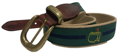 Cinturón de golf Masters Augusta National para hombre 38 lona cuero latón hebilla Foto 1 de 4