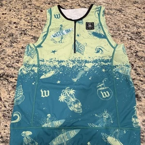 Wattie Ink Men’s Size XL Tri Triathlon Top Zip Greens Sea Skeleton - Picture 1 of 9