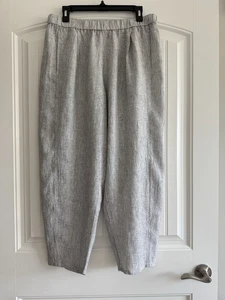 EILEEN FISHER PETITE 100% ORGANIC LINEN PLEATED POCKETS PULL ON PANTS SZ PL/PG - Picture 1 of 8