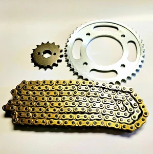 Kit catena e pignone resistenti oro Honda CBR125 R 2011-2016 - Foto 1 di 5