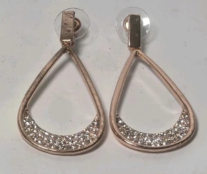 Rosegoldfarbene Tropfen Ohrhänger mit Strass Zirkonia (J1) - Bild 1 von 6