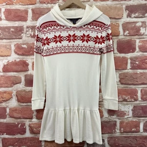 Polo Ralph Lauren Sweater Dress Girls XL 16 Fair Isle Knit Hooded Knit Popover - Picture 1 of 8