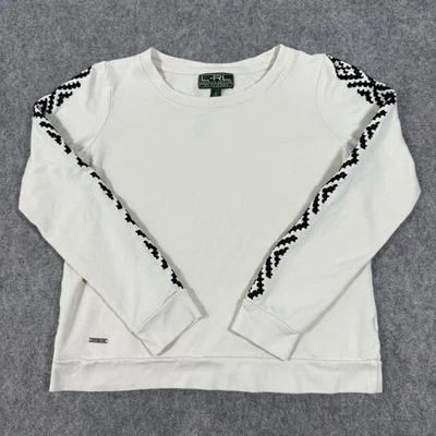 Moletom feminino Ralph Lauren Active gola redonda manga bordada branco médio - Imagem 1 de 4