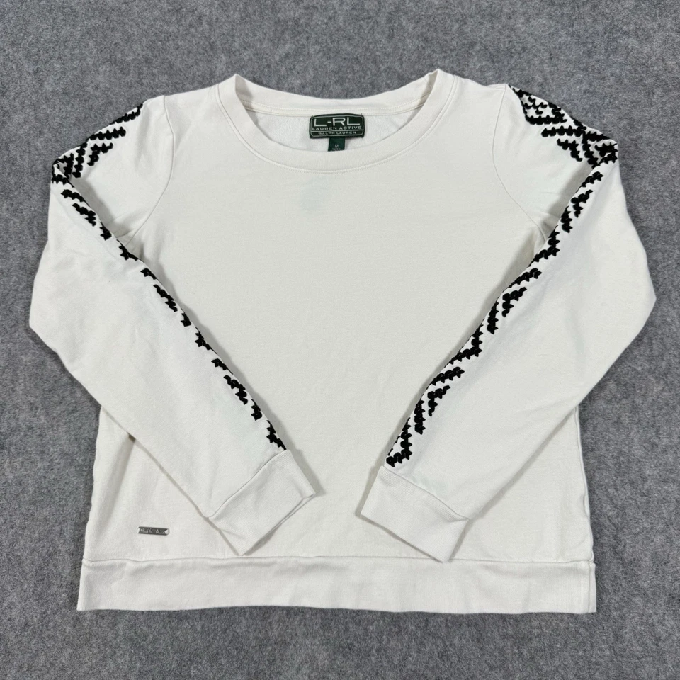 Sudadera Ralph Lauren Active Cuello Redondo Mangas Bordadas Para Mujer’s Mediana Blanca Foto 1 de 4