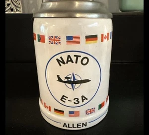 Vintage NATO E-3A Mugs Cups Aviation Collectible Ulmer Keramik With Metal Lid - Picture 1 of 6