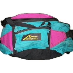 Rocky Mountain Women's Hip Bag - Blue/Pink – Vintage Rocky Mountain Outfitters - Picture 1 of 7