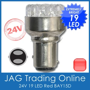 24V 19-LED BAY15D RED 1157 STOP/TAIL TRUCK/TRAILER/AUTOMOTIVE GLOBE LIGHT BULB - Picture 1 of 3