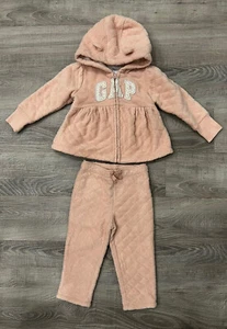 Baby Mädchen Gap rosa Jacke Hose Gr. 18-24M gesteppter Reißverschluss vorne Hoodie Hose 2-teiliges Set - Bild 1 von 18
