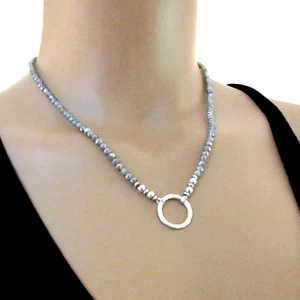 djs Sundance Sol Labradorite Circle of Life Sterling Silver Necklace Boho 17-19" - Picture 1 of 7