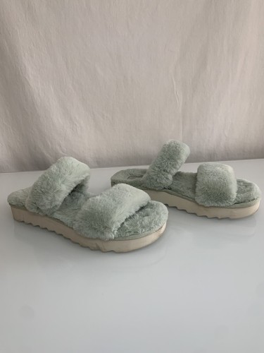 Koolaburra by Ugg scivoli donna pelliccia sintetica doppio cinturino plateau verde acqua taglia 9