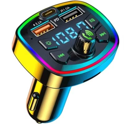 FM Transmitter Auto Kfz Radio Bluetooth 5.0 Adapter Dual USB PD Ladegerät Handy - Bild 1 von 4