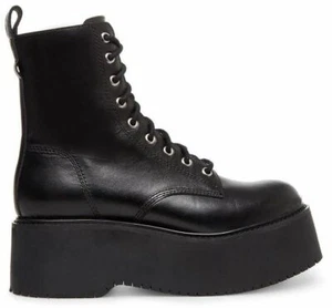 Women's Steve Madden Twister Lace Up Chunky Combat Boot, Size 8 - Black - Picture 1 of 4