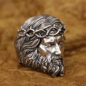 LINSION 925 Sterling Silver Jesus Christ Ring Biker Punk Jewelry TA400A US 7~16 - Picture 1 of 31