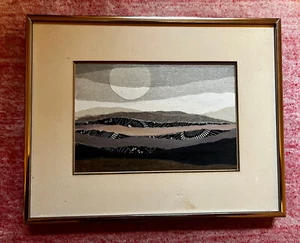 Vintage Betty Moore Lofquist Collage Art Landscape Signed Matted Framed - Picture 1 of 2