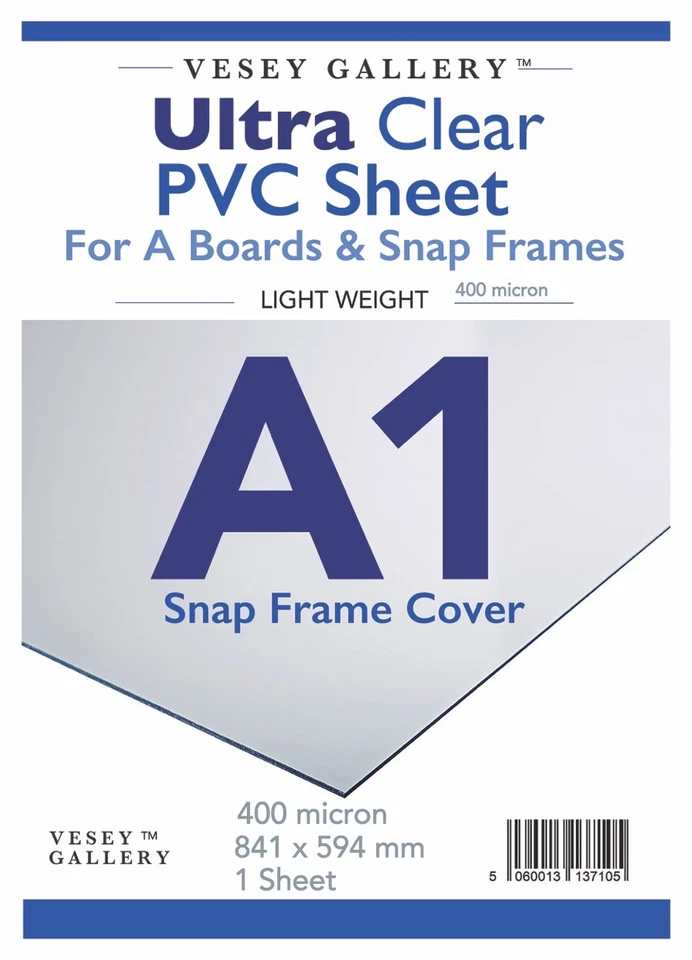 A1 Snap Frame Frame/ A board Protective Clear Plastic Cover. Heavy 400 Micron.