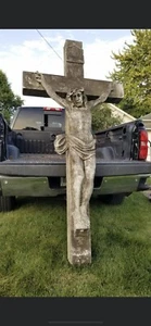 Fantastic Antique Marble Crucifix Large Patina Garden Religious - Picture 1 of 3