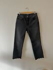 B Sides Cropped Wide Straight Leg Black Faded Jeans 27 USA
