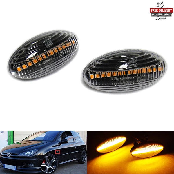 2 Clear Side Indicator LED Repeater Light For Peugeot 107 108 206 Expert Partner - Image 1 of 4