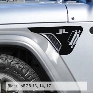 Wrangler JL 2pc Fender Vent Blackout Decals for 18+ Jeep Wrangler JL JLU JT - Foto 1 di 10