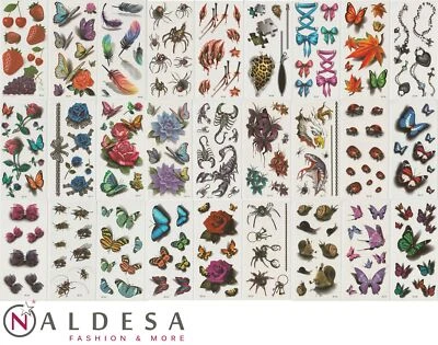 MARKENLOS 3D Einmal Tattoos Temporary Tattoo wasserfest Body Sticker Rose Tiere Farbe