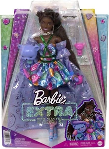 Barbie Extra Fancy Doll in Teddy-Print Gown eddy Bear Pet, Extra-Long Hair HHN13 - Picture 1 of 6