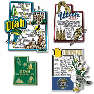 Utah Four-Piece State Magnet Set by Classic Magnets, Includes 4 Unique Designs, - Picture 1 of 3