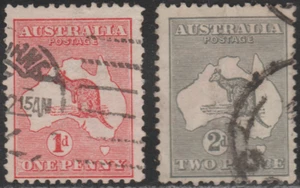 Australia 1913 SC# 2 - 3 - Kangaroo and Map - Used Lot # 001 - Picture 1 of 2