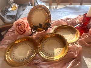 Lote de 4 vajilla Homer Laughlin Vogue oro 22k platillos 6" - Imagen 1 de 3