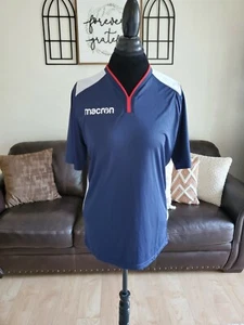 Macron Men's Navy Blue & Red Jersey Size Medium Made In EU - Picture 1 of 8