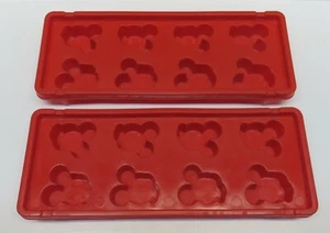 Set of 2 Disney Brand Mickey Mouse Head Red Plastic Ice Cube Candy Mold Trays - Picture 1 of 5