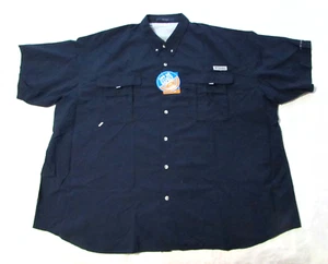 Men's Size 4X Columbia Bahama II PFG Navy Blue Omni-Shade Short Sleeve Shirt - Picture 1 of 19