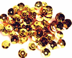 Gold Loose Sequins 8 mm Cup Round Sequence DIY Card Making Sewing Glueing On - Picture 1 of 7
