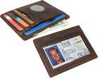 Hunter Brown Leather Men's Slim Minimalist Card Holder Wallet AirTag Case