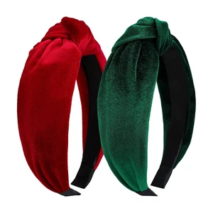 Christmas Headbands for Women Velvet Red Knotted Headband Green Christmas Velvet - Picture 1 of 12