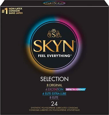 SKYN Selection NON-LATEX Sampler Thin Lubricated Condoms + Silver Pocket Case - Image 1 of 4