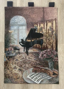 Music Room Baby Grand Piano & Violin Tapestry Wall Hanging, Artist Lena Liu - Picture 1 of 5