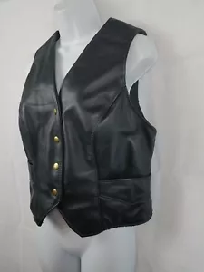 Genuine S & S Cycle Custom Women’s Leather Vest BLACK Sz 9/10 Made in USA Snap - Picture 1 of 9