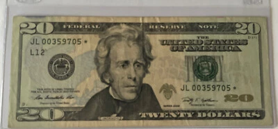 US Fancy Star Error Note Serial Twenty Dollar Replacement Duplicate Ink Fed $20 - Image 1 of 2
