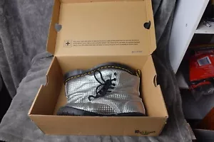 Dr Martens Women's Boots US 6 Eu 37 1460 Pascal Silver Leather Stud Embossed - Picture 1 of 12
