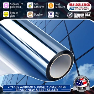 Window Tint One Way Mirror Film UV Heat Reflective Home Office Heat Insulation - Picture 1 of 25